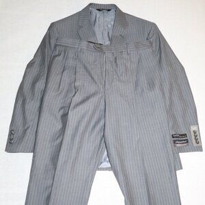 Jos. A. Bank Gray Pinstripe Men's Suit Wool/Silk 42S 36W
